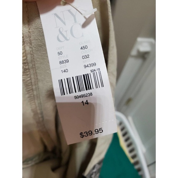 Newyork & Co. Women's Ivory Linen Mid Rise Pull On Wide Leg Dress Pant Size 14 - Picture 8 of 12